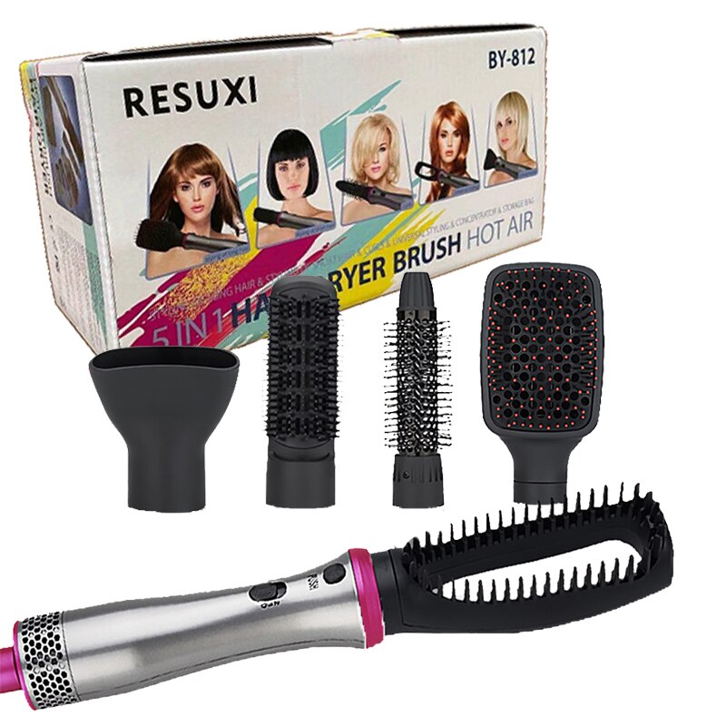 Multi Functional 5 In 1 Hair Dryer Comb Hair Curling Straightening Hair Styling Straightener Curler Electric Air Iron For dryer: EU Plug