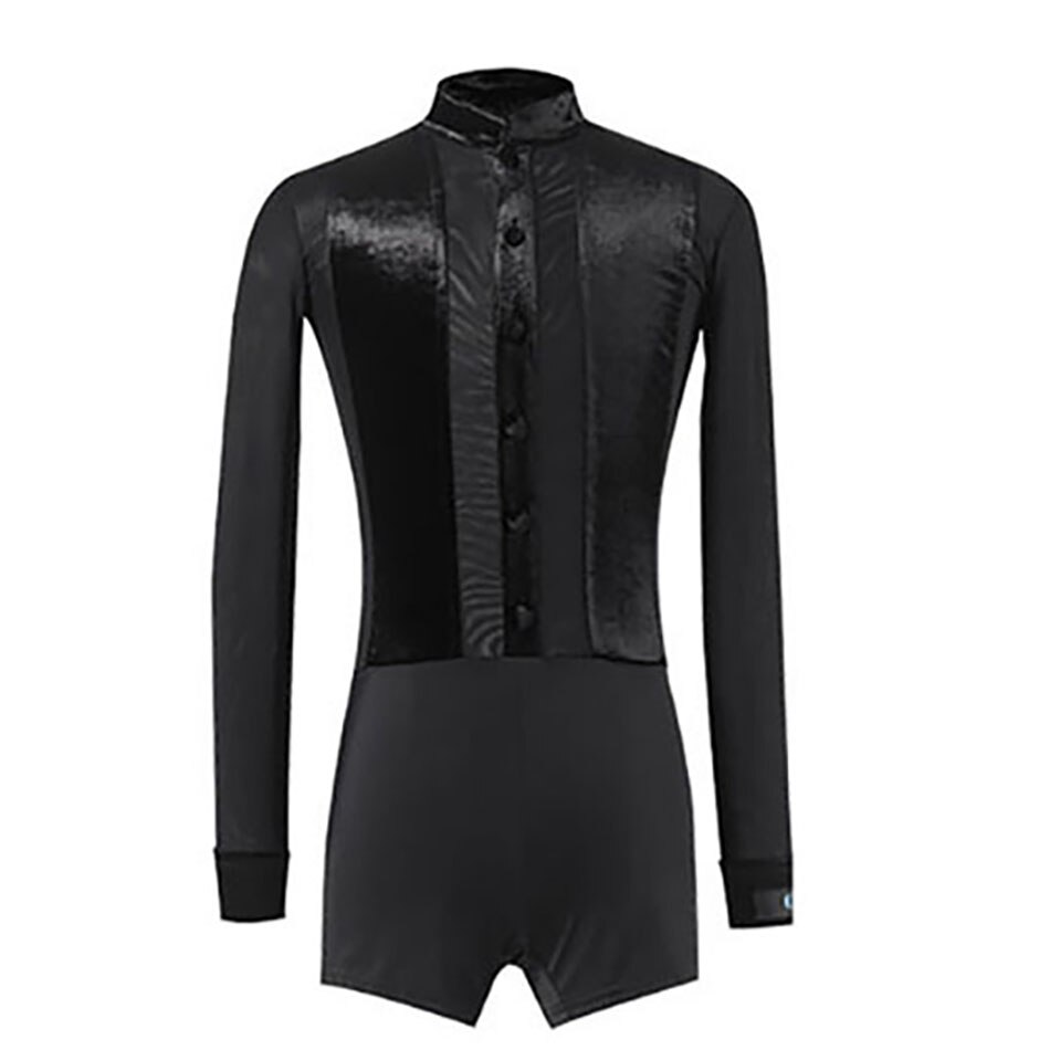 Kids Boys Latin Dance Shirt Button T Shirts Child Autumn Winter Long Sleeves Bodysuit Jazz Rumba Dancewear G7056: M 130