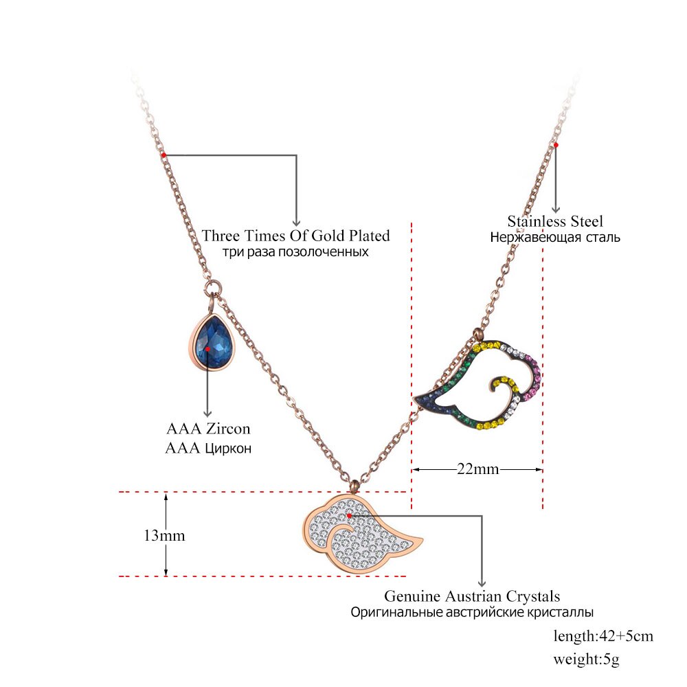 Lokaer Titan Edelstahl Bunte CZ Kristall Wolke Halsband Halsketten Für Frauen Mädchen Böhmen Charme Anhänger Halskette N19183