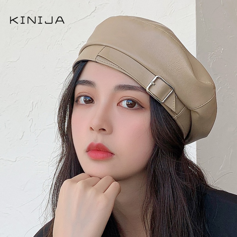 Patent Leather Beret hat Women French Artist Hat Ladies Autumn winter Female Bonnet Beanies Gorras Harajuku