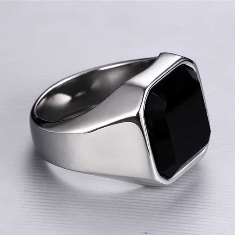 Men's Ring 316 Stainless Steel Signet Solid Man Ring Simple Biker Unique Ring For Men Vintage Steel Jewelry