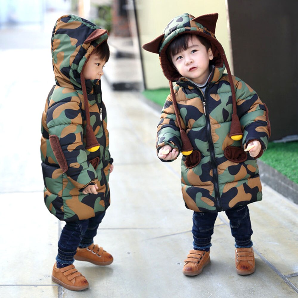 Veste d'hiver pour garçons | Manteaux de Camouflage à capuche, épais en coton rembourré, pour enfants de 2 3 4 5 6 7T,