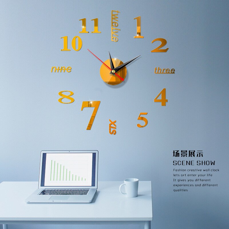 Horloge murale adhésive moderne à monter soi-même, 3d autocollants décoratifs, mécanisme d'horloge, décoration de pièce, multicolore en option