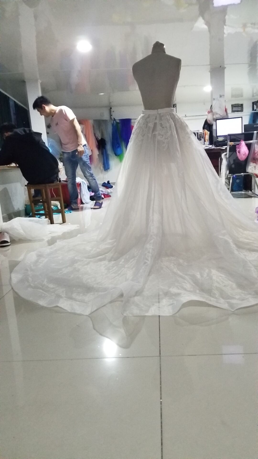 Organza removable skirt Detachable train Wedding train appliqued train Detachable tulle dress