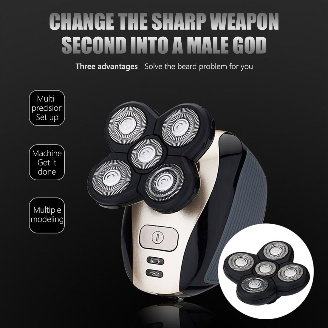 Multifunctional Grooming kit Electric Shaver Wet Dry For Men Electric Razor Rechargeable Bald Head Shaving