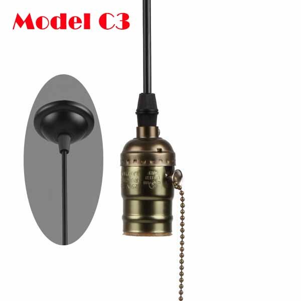 Met Schakelaar/Geen Schakelaar E27/E26 110 V-240 V Vintage Retro Aluminium Schroef Socket Hanger Lamp base Houder Hanglampen [DV5250]: Model C3
