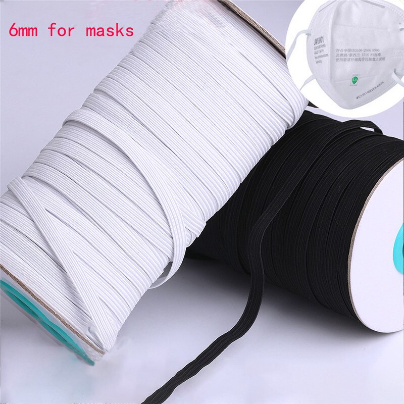 Elastikbåndmasker hvid sort 3mm 5mm 6mm 8mm 10mm 12mm høj elastisk flad gummibånd talje bånd syning af stretch reb diy maske