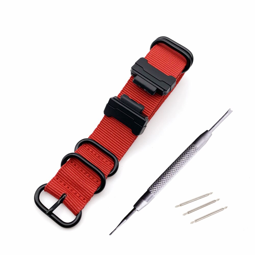 Nylon urrem til g-shock dw -5600 6900 ga-110 gw-m5610 dw-9052/ gls -8900 serie urremme  + 16mm grænseflade terminaler: Rød