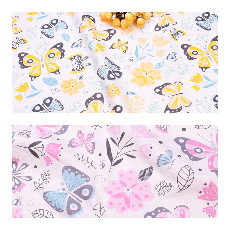 Vlinder bedrukte 100%  katoenen stof voor het maken van jurken kussens deken naaien baby kinderbedlaken textiel