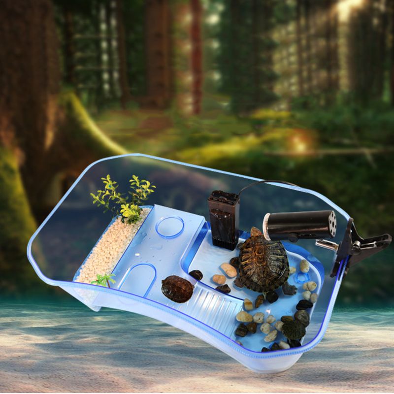 Caja de vivero de reptiles para tortugas, rampa de bastidor, tanque de Acuario, accesorios de herramientas de comida