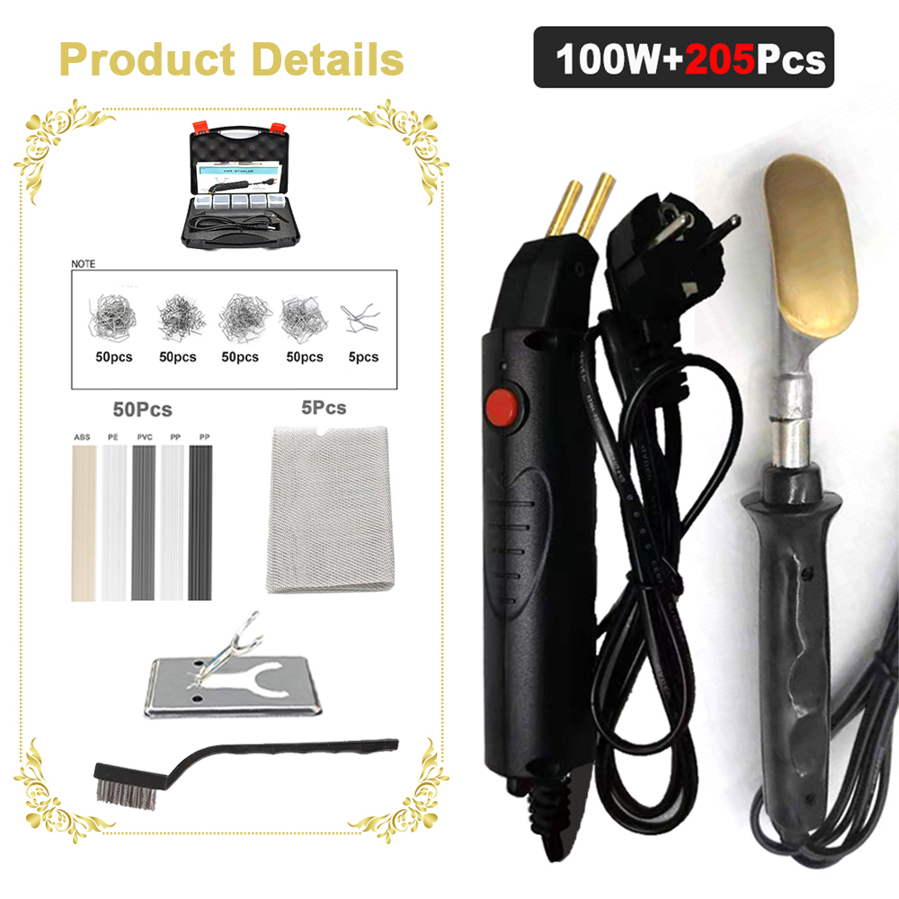 100W Plastic Welding Machine Stapler Electric Soldering Iron Car Bumper Repair Kit PVC Portable Garage Tool With Storage Bag: 220V EU plug / Luxury package A