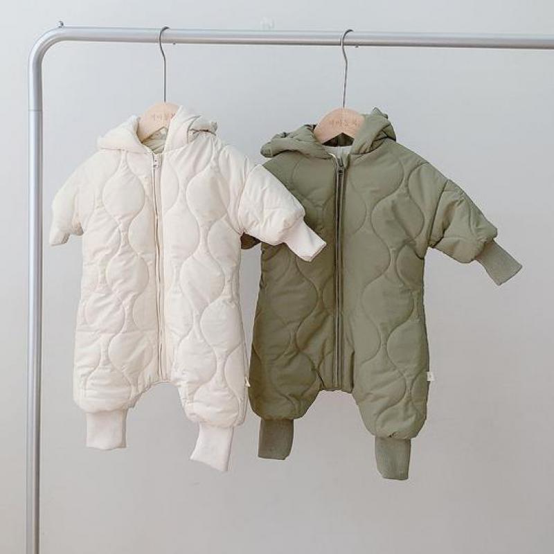 Winter Baby Jungen Und Mädchen Warme Stepp Nettes Bär Langarm Kleinkind freundlicher Dicke Reißverschluss Mit Kapuze Overall Kleidung 0-24M