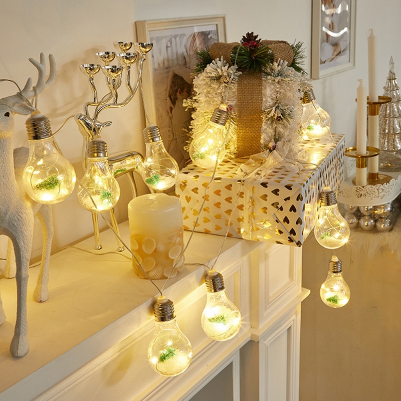 Battery Operated String Lights LED Christmas String Bulbs Modes Waterproof Globe Fairy String Light Warm White Lighting