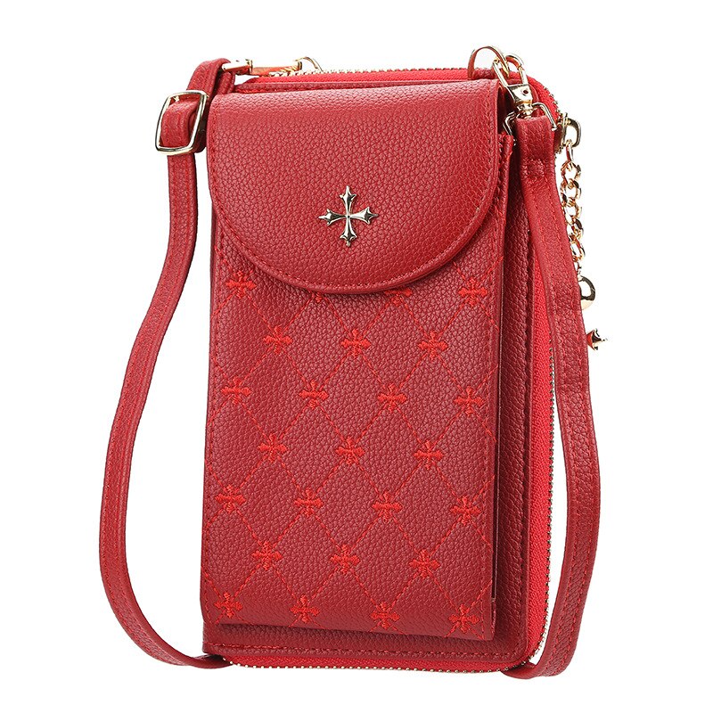 Bolsa de ombro feminina para celular, porta celular, mini bolsa de uso diário para mulheres, estilosa, pequena bolsa para guardar cartões menina menina: Red