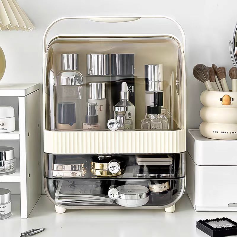 Pyłoszczelna gablota kosmetyczna robić przechowywania kosmetyków próżność Organizer z przezroczystą pokrywką Przenośne pudełko robić przechowywania kosmetyków na blacie