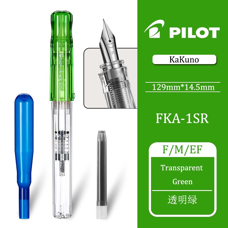 PILOT édition limitée KAKUNO Smiley stylo plume FKA-1SR spécial EF / F / M pointu bureau pratique échange de mots cartouche d'encre: green / M