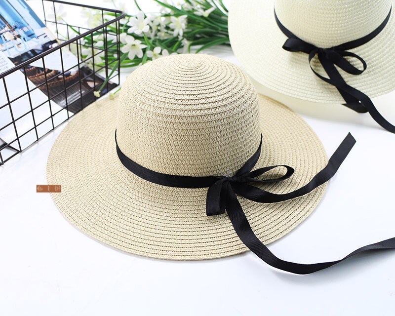 10pcs/lot 01804-denwei2044 beach summer solid paper straw kids hat girl boy children Outdoor leisure cap: Beige