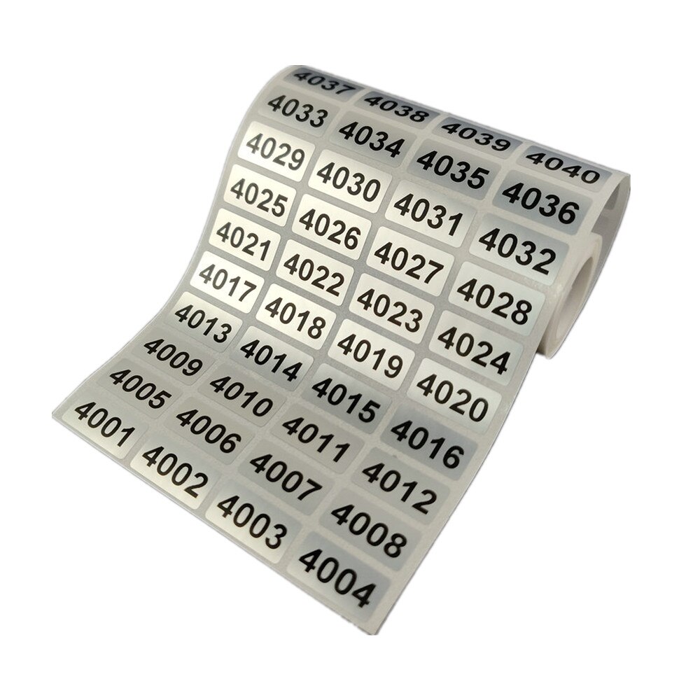 1000 etiketten Fortlaufende Nummer Inventar Lagerung Aufkleber Wasserdicht 20mm x 10mm 001 zu 10000 Für Wahl