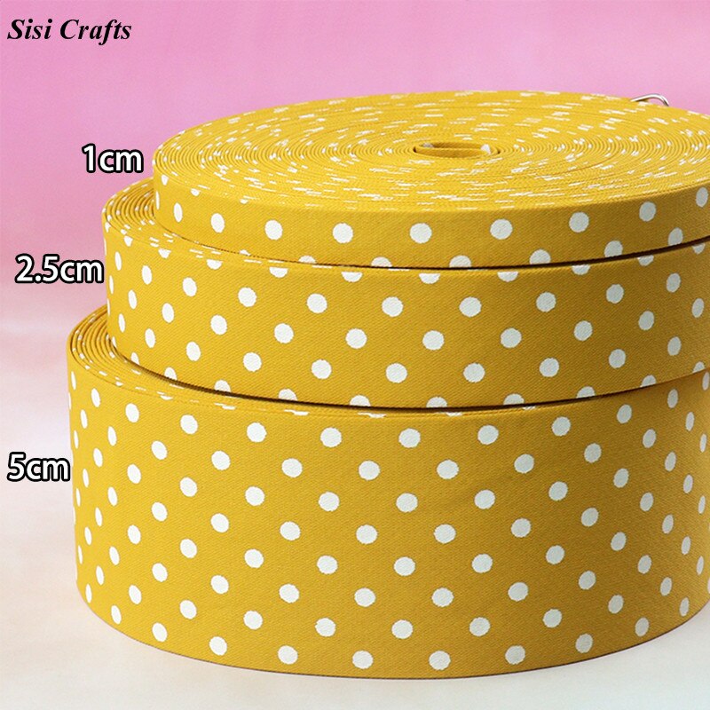 Sisi Crafts 10 25 50mm Print Layering Fabric Tape Grosgrain Ribbon Dots Bias DIY Garment Hair Bow Tie Collar Handmade Accessory