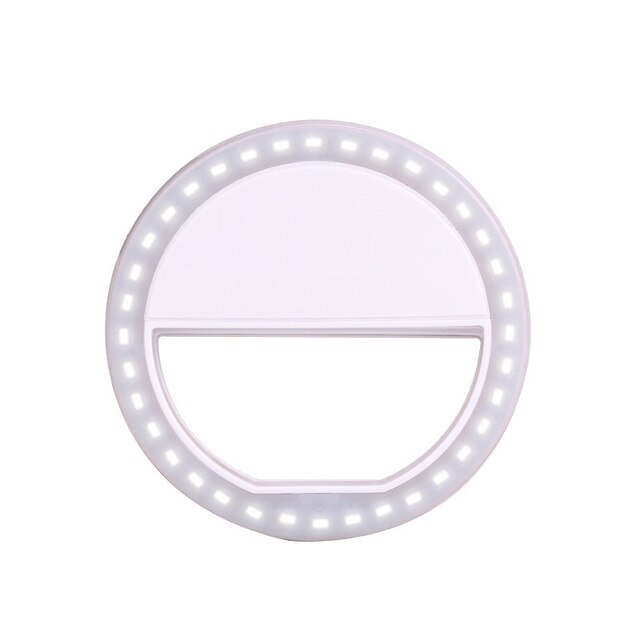 Fill Ring Light Mobile Phone Universal Selfie Lamp Mobile Phone Lens Portable Flash Ring LED Camera Luminous Ring Clip Light: White