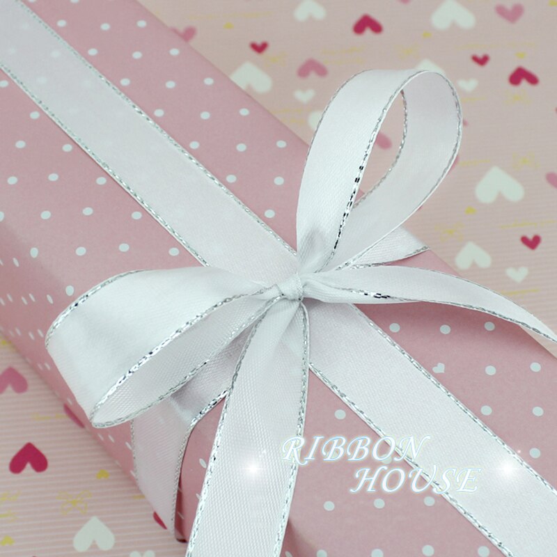 (25 yards/lot) 20mm Silver Edge satin ribbon packaging ribbons