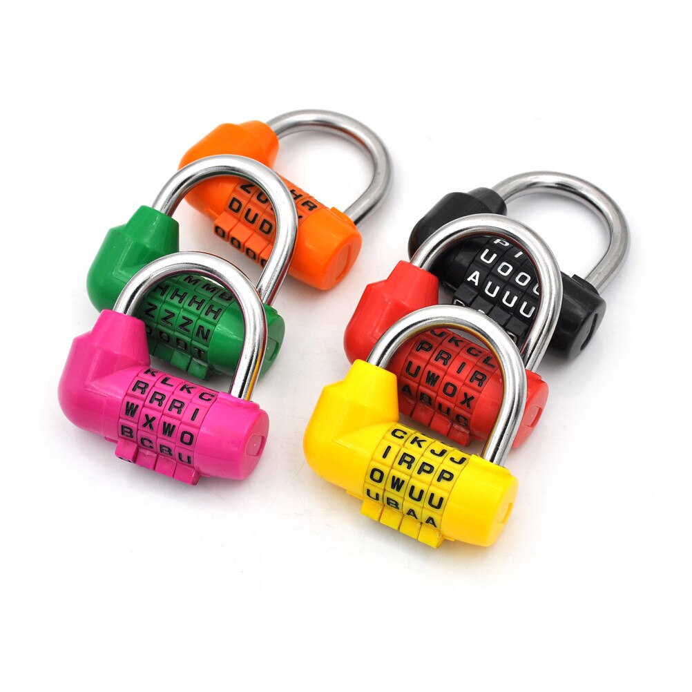 Candado de código de seguridad para viaje, combinación de letras de 4 dígitos colorido con candado, contraseña diaria, 1 ud.
