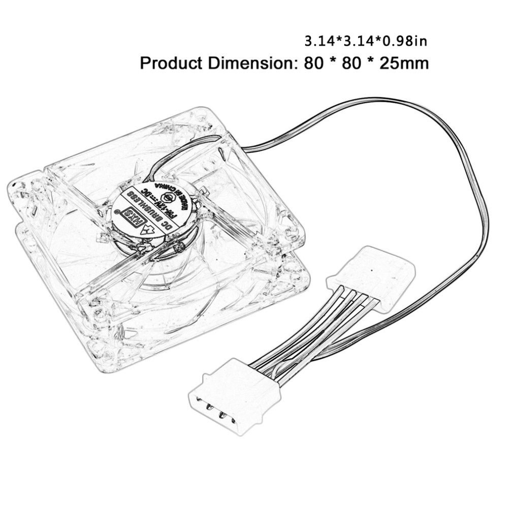 Computer Pc Fan 80Mm Met Led 8025 Stille Ventilator 12V Led Lichtgevende Chass Computer Case Cooling fan Mod Geïnstalleerd