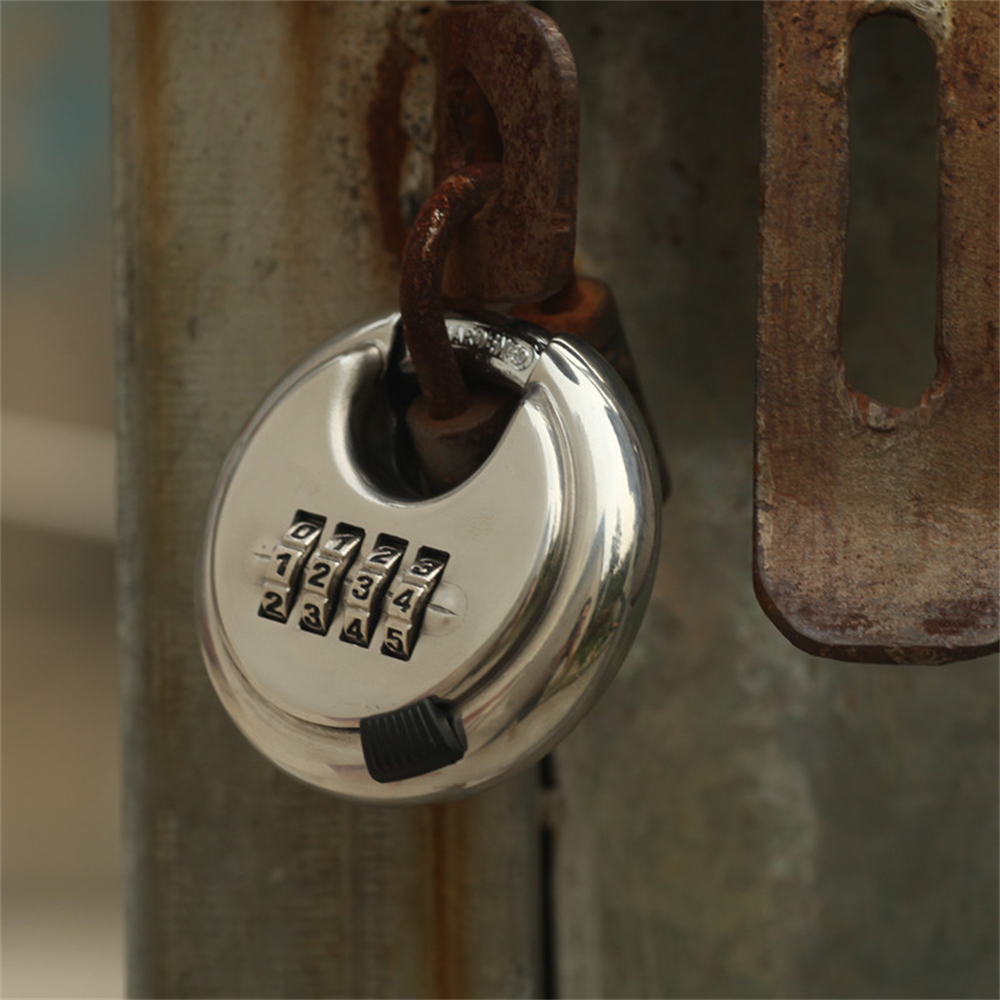 Large 4-Position Combination disc Padlock Stainless Steel Warehouse Outdoor Padlock Discus Lock with Hardened Steel Shackle