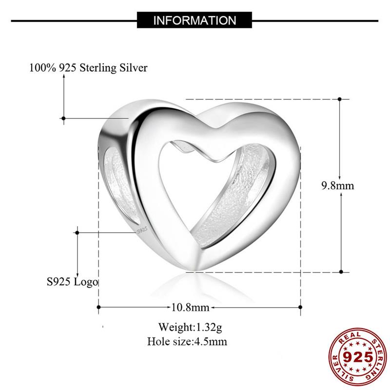 DALARAN DIY Bracelets Love Charms 100% 925 Sterling Silver Openwork Beads Fit Original Necklace For Women Jewelry Making