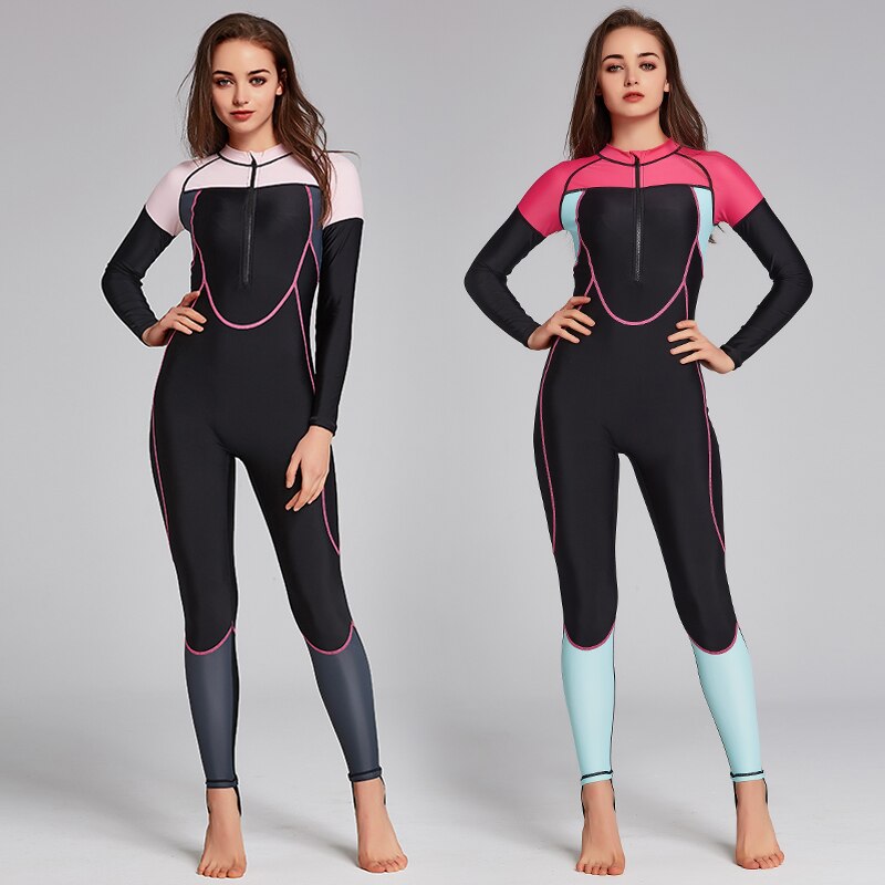 Sbart surfing dykning våddragter kvinders lange ærmer hel krop elastisk jumpsuit lynlås til snorkling surfing svømning