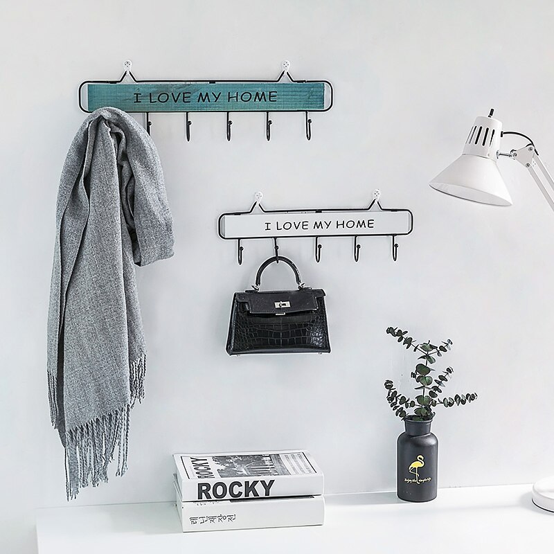 4 Piece Wood Decorative Coat Rack Wall Ounted Pink Vintage Towel