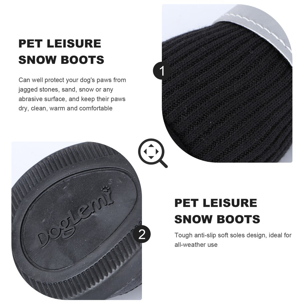 4pcs Waterproof Pet Dog Boots for Medium to Large Dogs - Size (Black)
