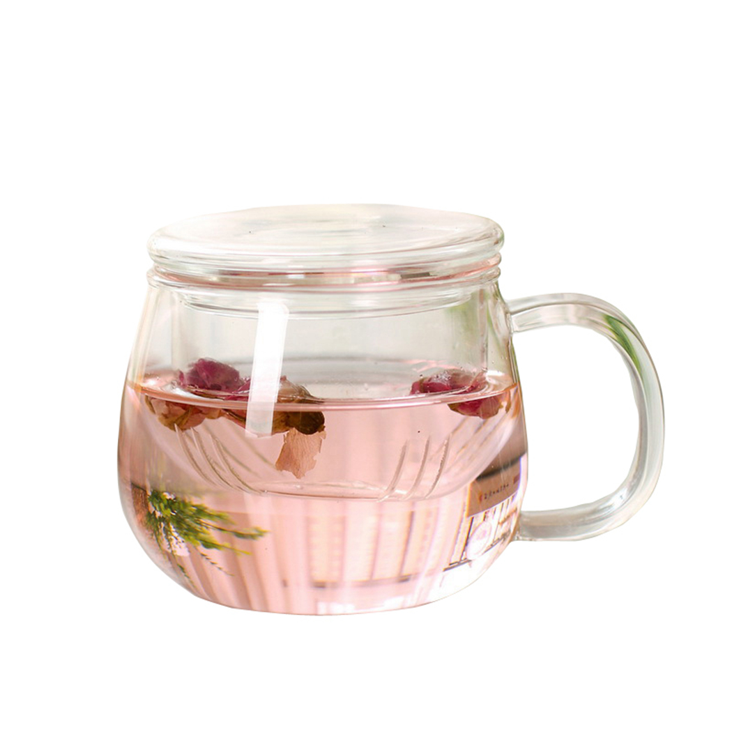 Transparent Glass Tea Cup Drinking Utensils Classic Heat-Resistant Glass Cup Glass Tea Mug Glass Coffee Mug With Lid