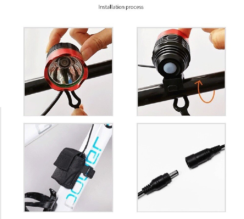 T6 LED Bike Light Front Handlebar Bicycle Spotlight MTB Lamp Riding Headlight DC USB Port for Cycling Mountain Bike Accessory ﻿
