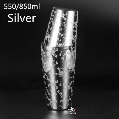 550ml/850ml gravering rustfrit stål cocktail boston bar shaker: E