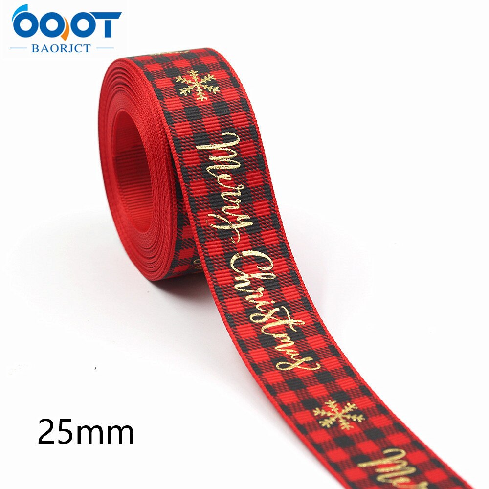 Kerst Lint 10 Yards Gedrukt Grosgrain Organza Satijnen Linten Metallic Glitter Stof Linten 20702: 14
