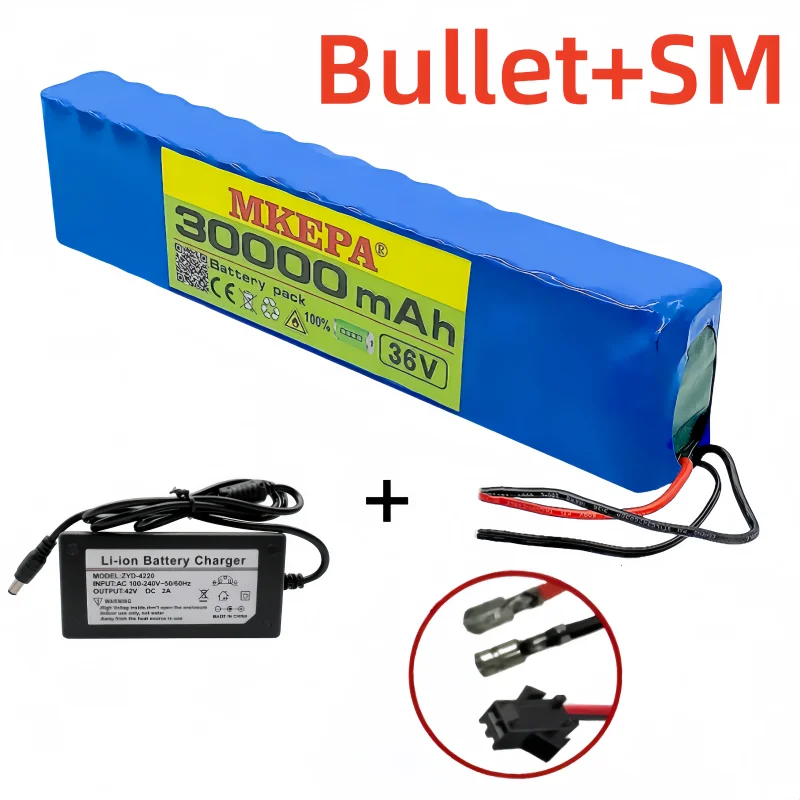 10S3P 36V 30000mAh 100% nowy akumulator litowo-jonowy odpowiedni do produktów elektrycznych, takich jak akumulator do skuterów: Brązowy