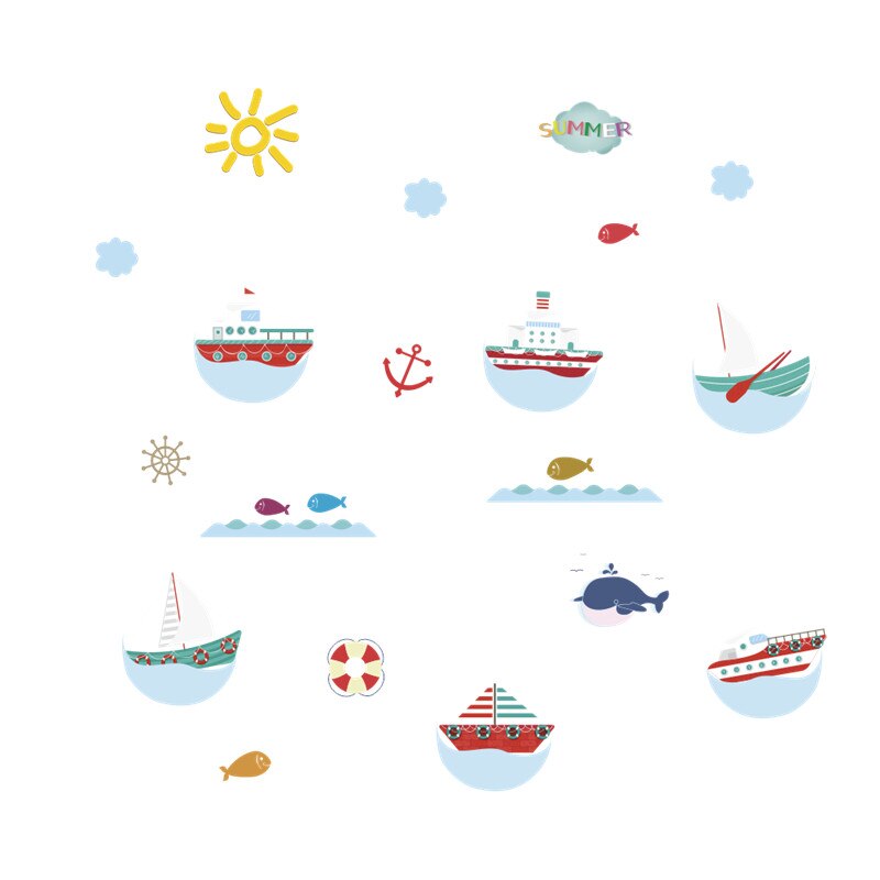 Underwater Fish Bubble Boat Turtle Wall Sticker Decals Bathroom Bedroom Nursery Window Decor Nursery Decals Poster Mural: 907