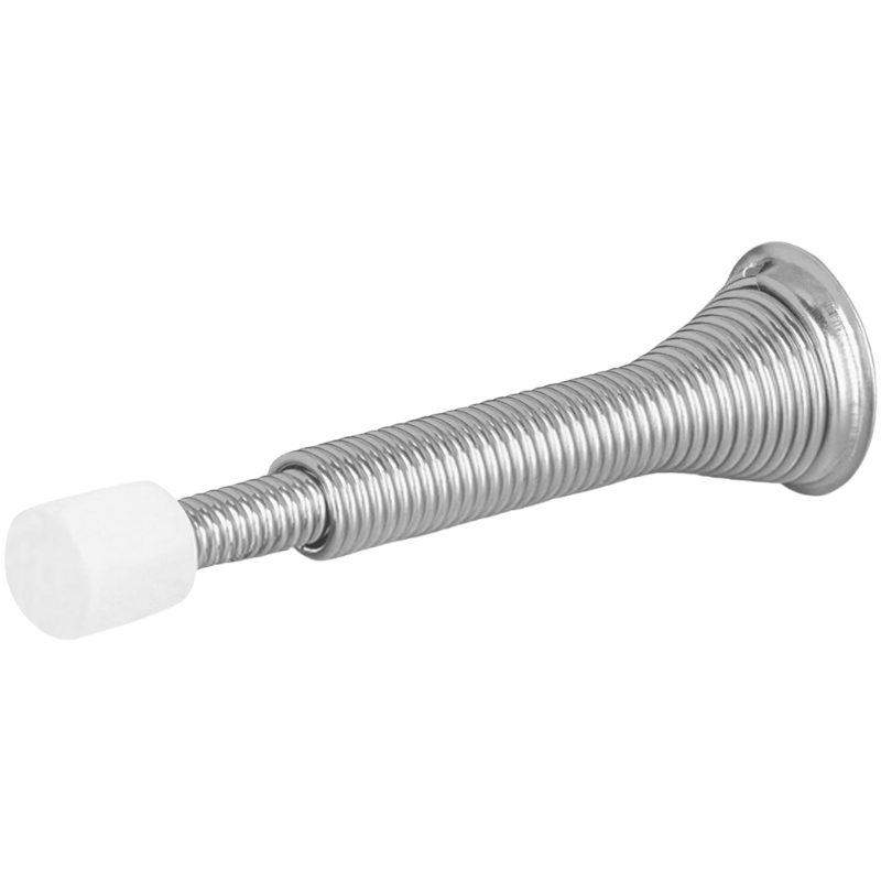 Heavy Duty Spring Door Stops Flexible Wall and Door Guard with Rubber Tip Adjustable Length Spring Door Stops for House: Silver