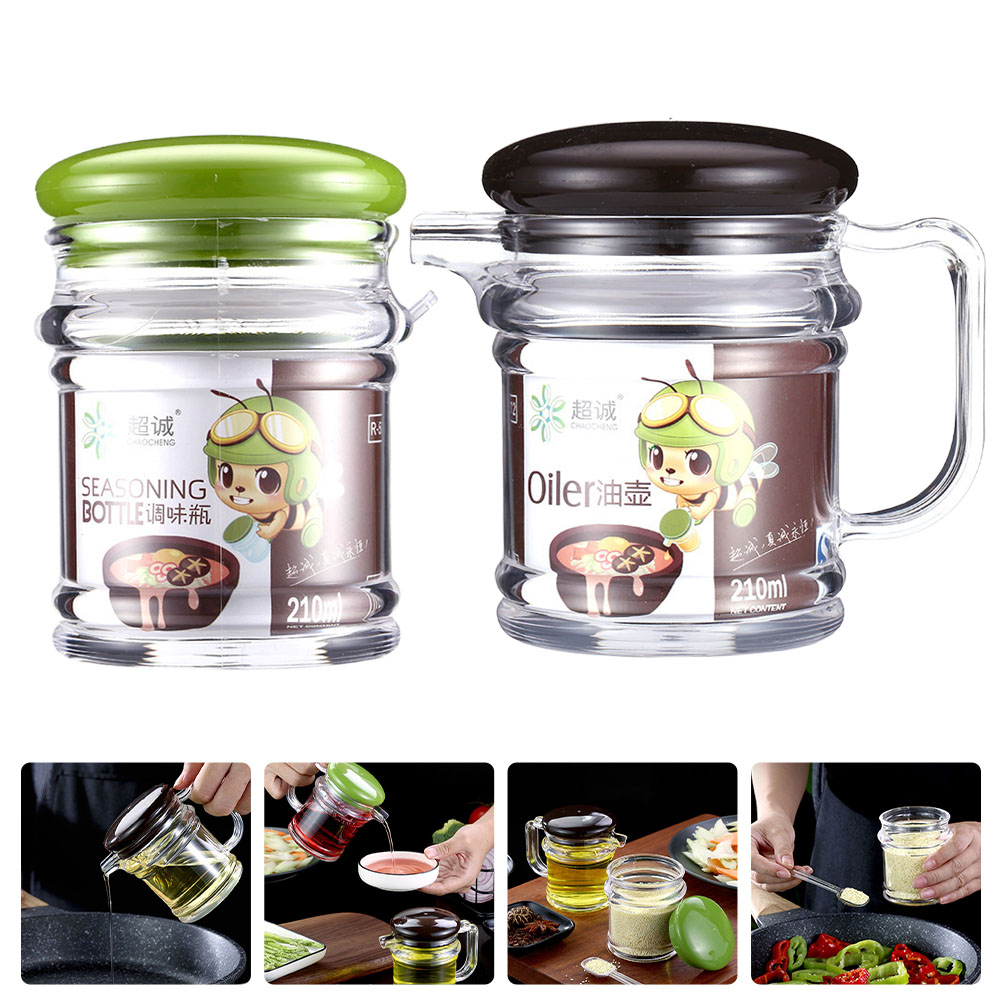 Botella de aceite de cocina para el hogar, tarro de sal y especias, contenedor, 1 Juego: Assorted Color10X7.5