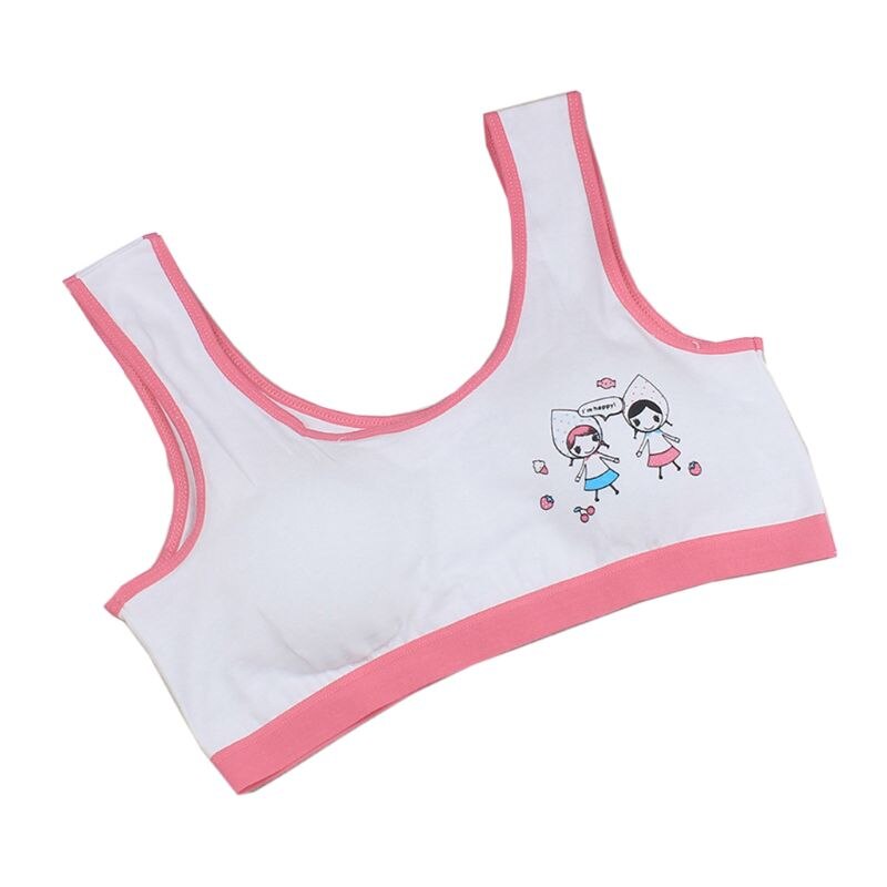 Girl Cartoon Pattern Training Linen Soft Brassiere Sport Girl Bras For Teen Girls Topic For Teenagers Vest: WR