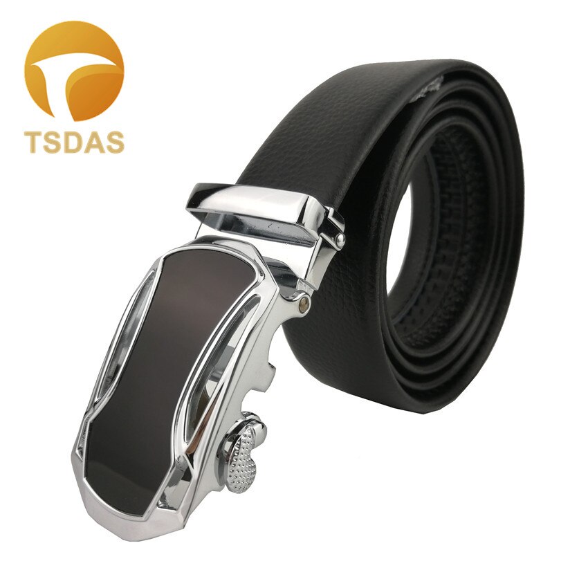 Automatische gesp voor heren leren riem zilver heren riemgesp: Z -5- zwart