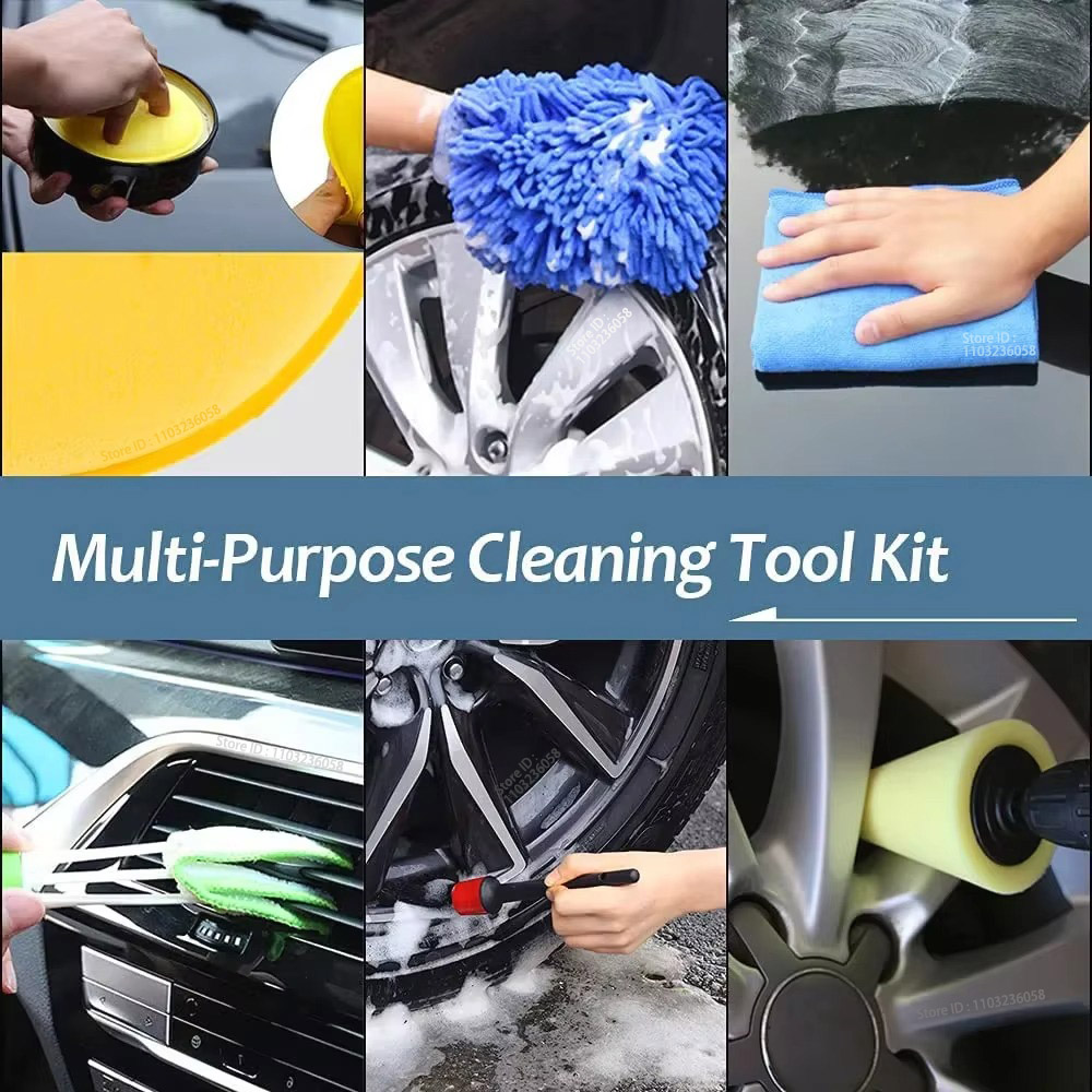 PWS Kit de cepillos para detalles de coches, cepillos para limpieza automotriz, limpieza de aire automática, cepillo de taladro eléctrico, limpieza de polvo y suciedad de coches