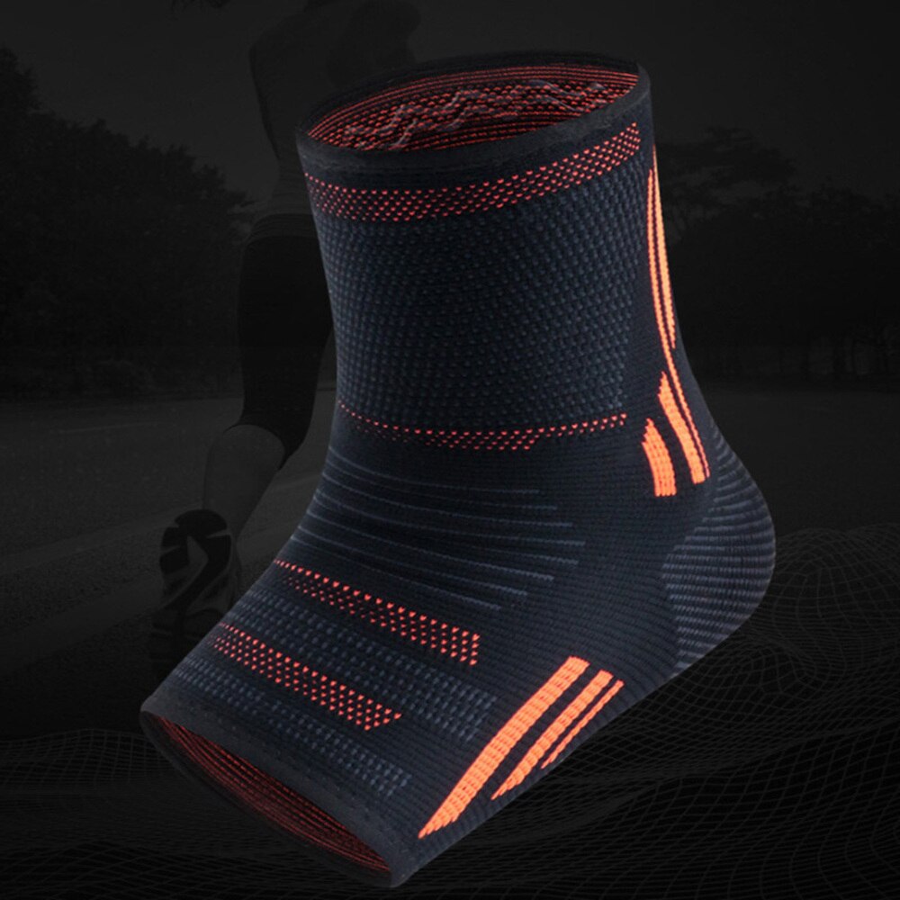 2Pcs Sport Enkel Protector Gebreide Enkel Zorg Mouw Voor Oefenen Running Fitness Basketbal (Zwart En Oranje Maat