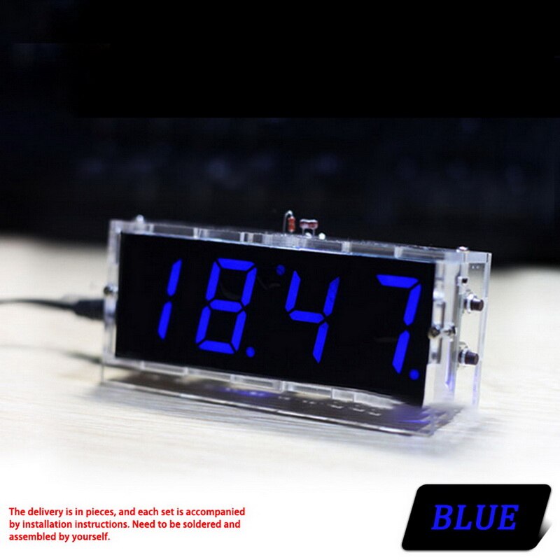 Diy Digital Led Clock 4digit Light Control Temperature Date Time Display Transparent Case Indoor Outdoor With Speech Alarm Clock