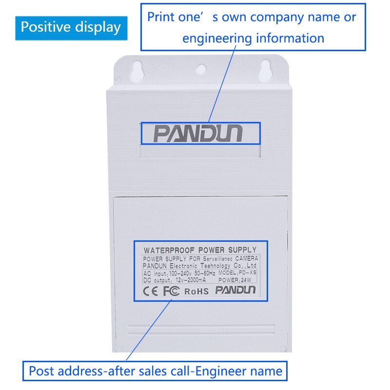 PANDUN gestabiliseerde voeding box voor cctv Camera seourity monitoring waterdichte doos