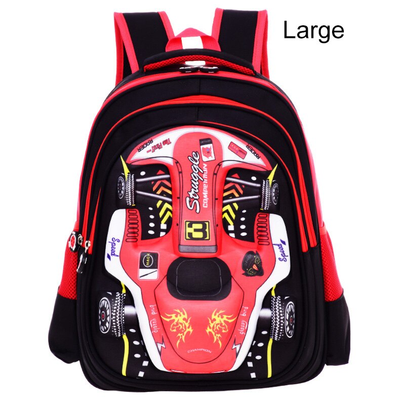 Sac à dos pour enfants sacs d'école primaire dessin animé 3D sacs d'école de voiture pour garçons filles enfants sac à dos sacs d'école Mochila Infantil: Red-L