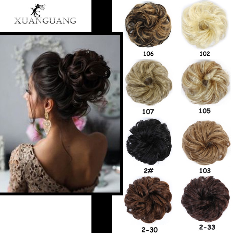 XUANGUANG-Chignon de coiffure synthétique bouclé | Extension capillaire Donut avec cordon élastique en caoutchouc