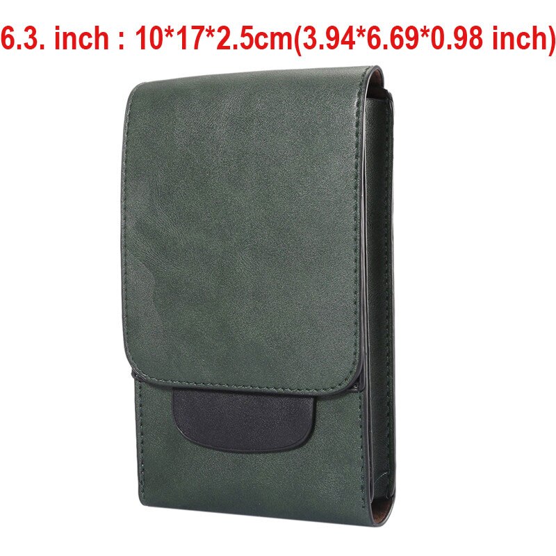 Yiang män midjeväska läder 6.5/6.3 tum mobiltelefon / mobiltelefon myntväska ficka bälte bum påse pack pu material 4 färger: Grön 6.3 tum
