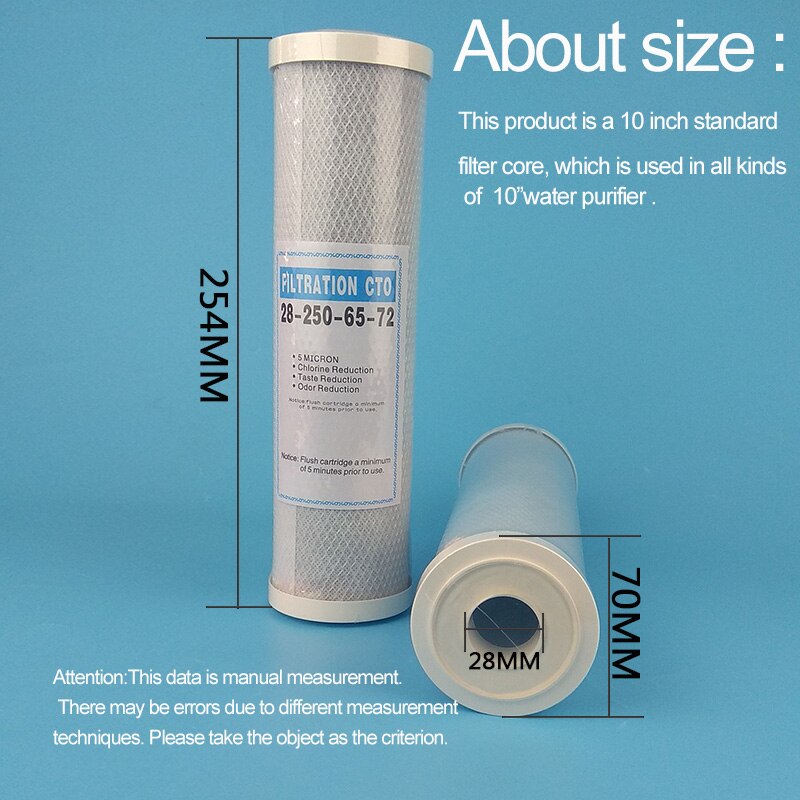 1Pcs Water Filter Actieve Kool Cartridge Filter 10 Inch Cartridge Vervanging Purifier Cto Blok Carbon Filter Waterpurifie